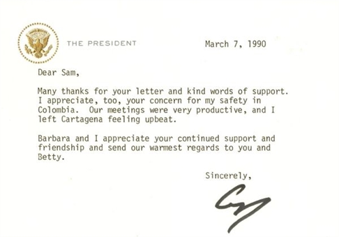 George Bush Signed 1990 Letter Thanking Friend